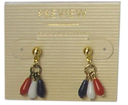 Patriotic 3 Beads Hanging Earrings