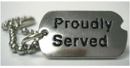 Proudly Served Dog Tag Lapel Pin