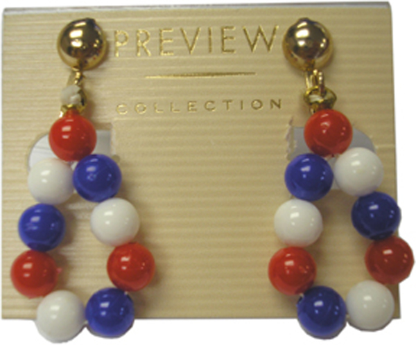 Patriotic Clip-on Hanging Hoop Earrings