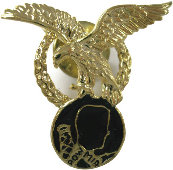 Gold American Eagle Pow-Mia Lapel Pin
