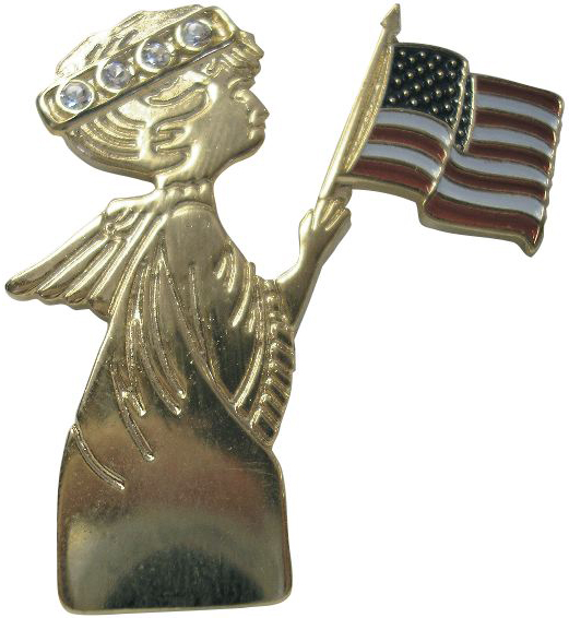 Praying Angel Holding American Flag Lapel Pin