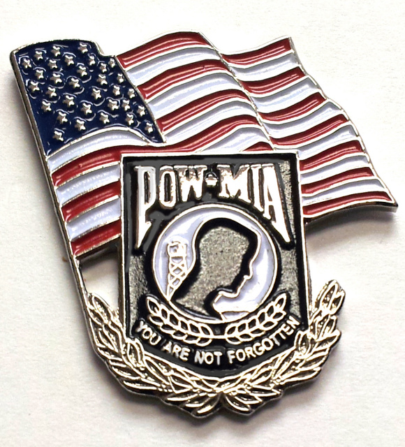 Pow-Mia with Wreath and American Flag Lapel PIn