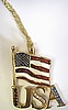 Patriotic USA with Rhinestone American Flag Necklace